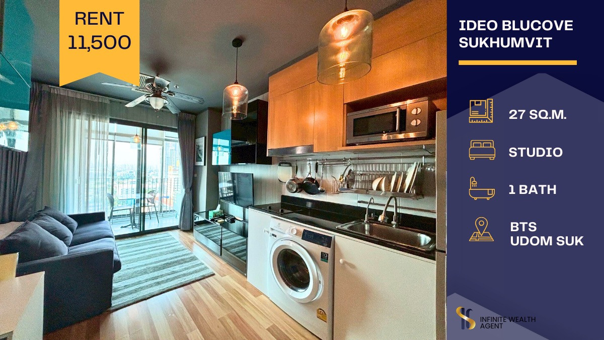 For RentCondoOnnut, Udomsuk : Good life starts with a beautiful room 🏡 Ideo Blucove Sukhumvit — newly renovated! ☀️ Perfect direction, morning sunlight, and open view 💙