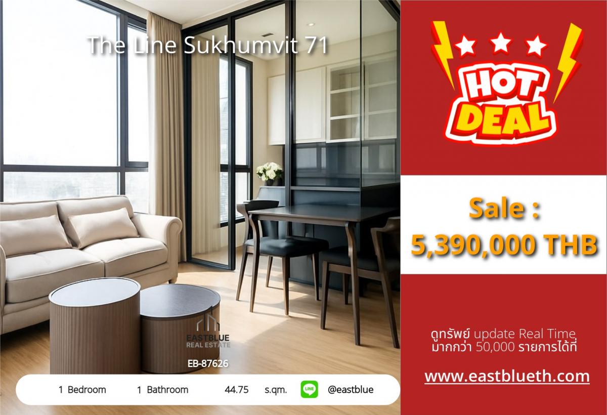 For SaleCondoOnnut, Udomsuk : Condo in the heart of Sukhumvit 71 near BTS Phra KhanongUrgent sale: 1 bedroom, 44.75 sq.m. for only 5.39 million!
