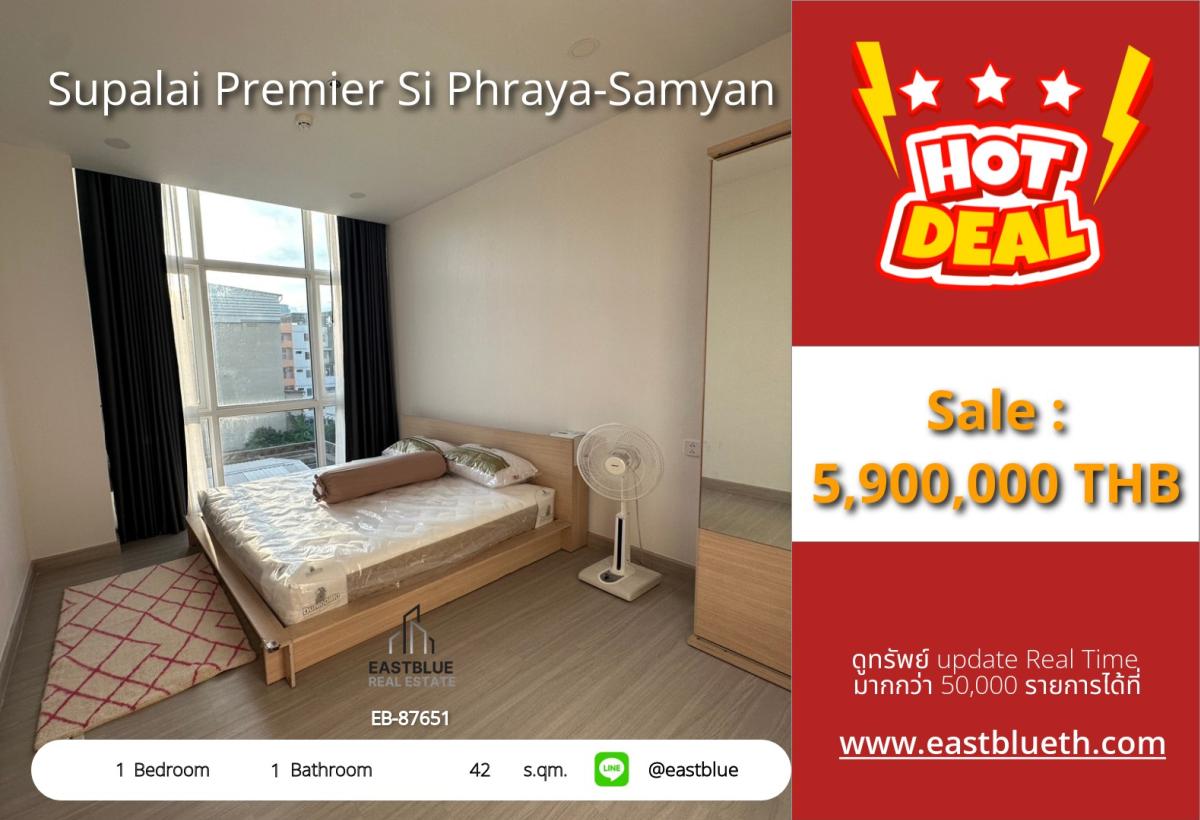 For SaleCondoSiam Paragon ,Chulalongkorn,Samyan : 03/04/2026, Ready-to-move-in condominium near BTS/MRT Samyan
Supalai Premier Si Phraya 42 sq.m. at an attractive price! 0642748883