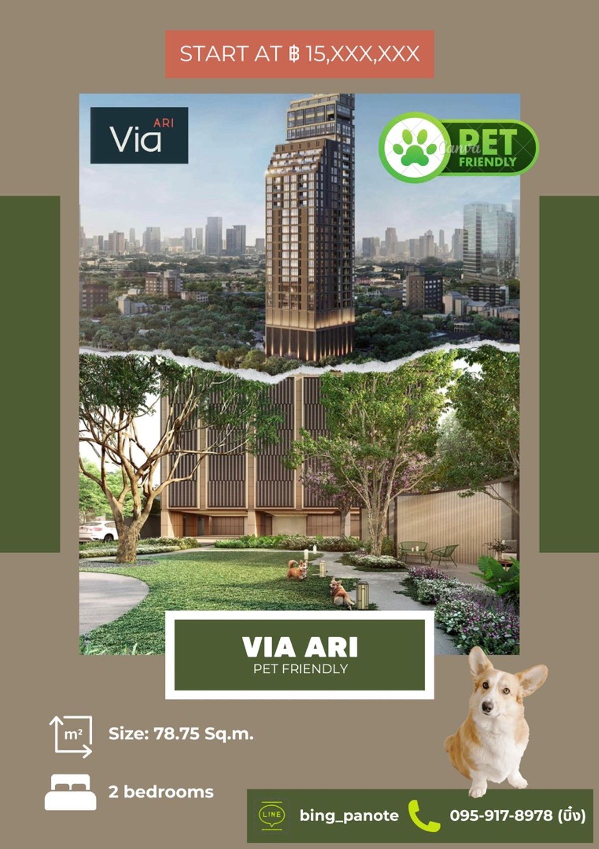 ขายคอนโดอารีย์ อนุสาวรีย์ : Pet friendly 🐶 Via ARI by Sansiri ใกล้ BTS อารีย์ 100 ม.