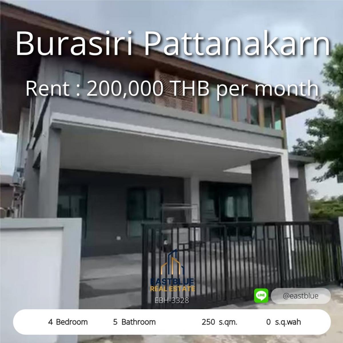 For RentHousePattanakan, Srinakarin : บ้านหรู 4 ห้องนอน ใจกลางพัฒนาการ เช่าเพียง 200,000 บาท/เดือน 
Luxury 4-Bedroom Home in Pattanakarn, Only 200,000 THB/Month Rental