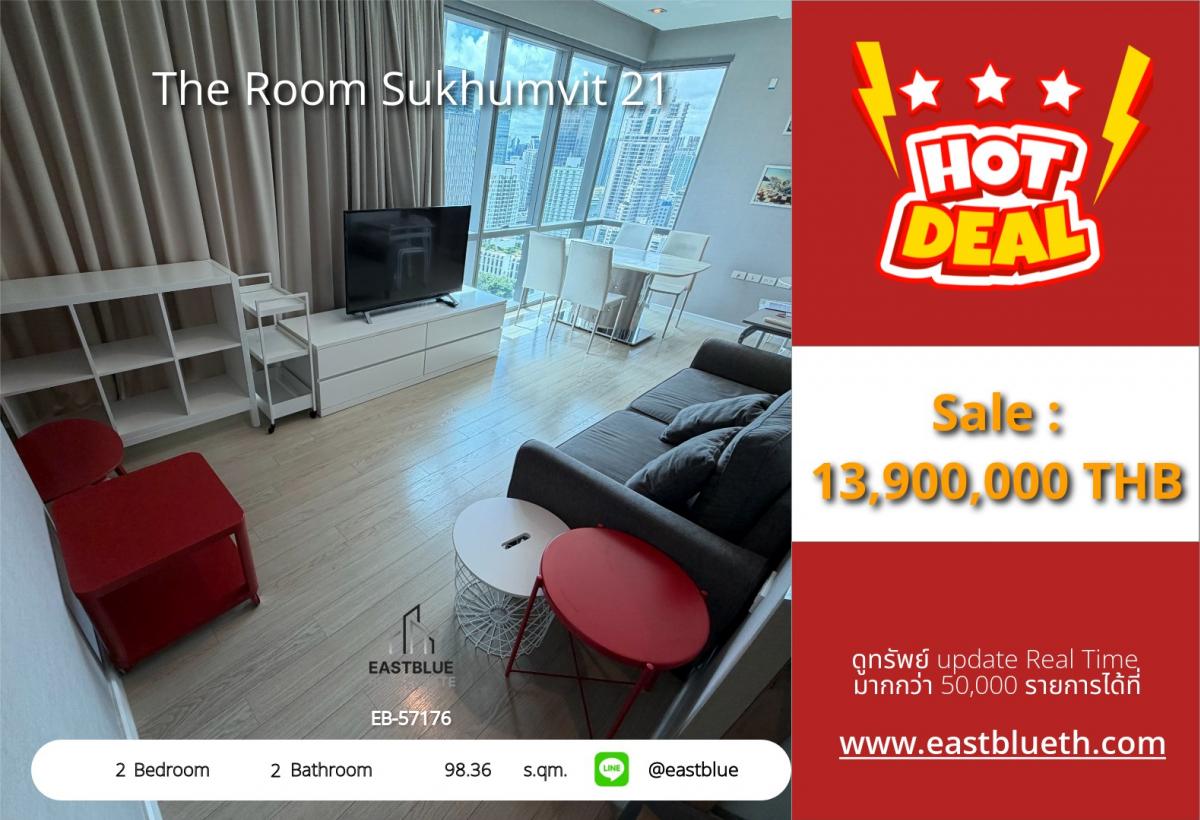 For SaleCondoSukhumvit, Asoke, Thonglor : The actual price includes expenses for the luxury condo The Room Sukhumvit 21. 
2 bedrooms near BTS Asoke, special price 13.9 million baht.