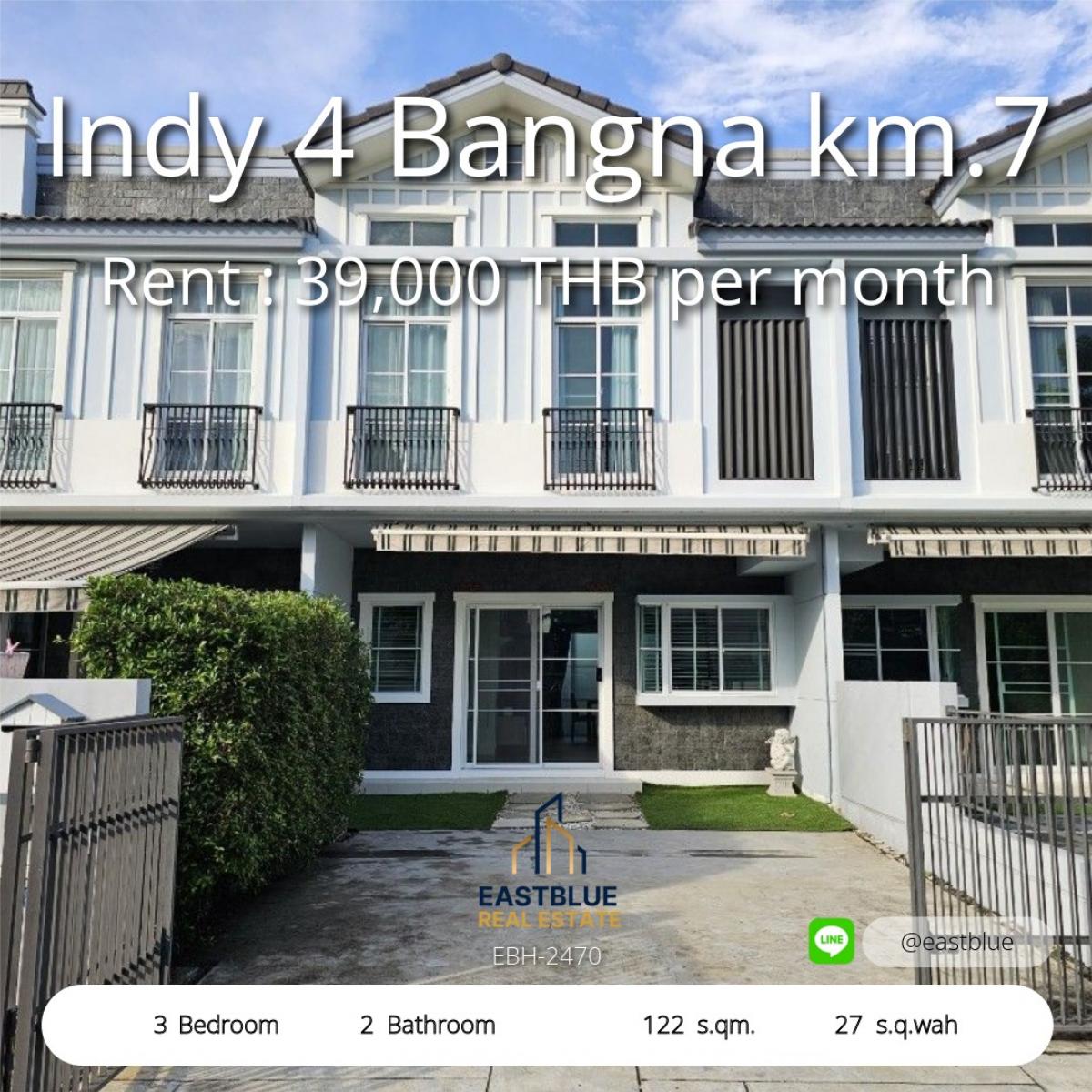 ให้เช่าทาวน์โฮมบางนา แบริ่ง ลาซาล : บ้านเดี่ยว Indy 4 บางนา กม.7 3 ห้องนอน 39,000 บาท/เดือน 
Cozy 3-Bed House at Indy 4 Bangna km.7 for 39,000 THB/month!