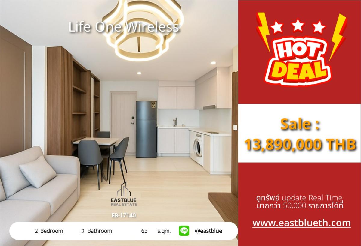For SaleCondoWitthayu, Chidlom, Langsuan, Ploenchit : In the heart of the city! Life One Wireless 2-bedroom condo near BTS Phloen Chit
Special price 13.89 million THB with complete facilities!