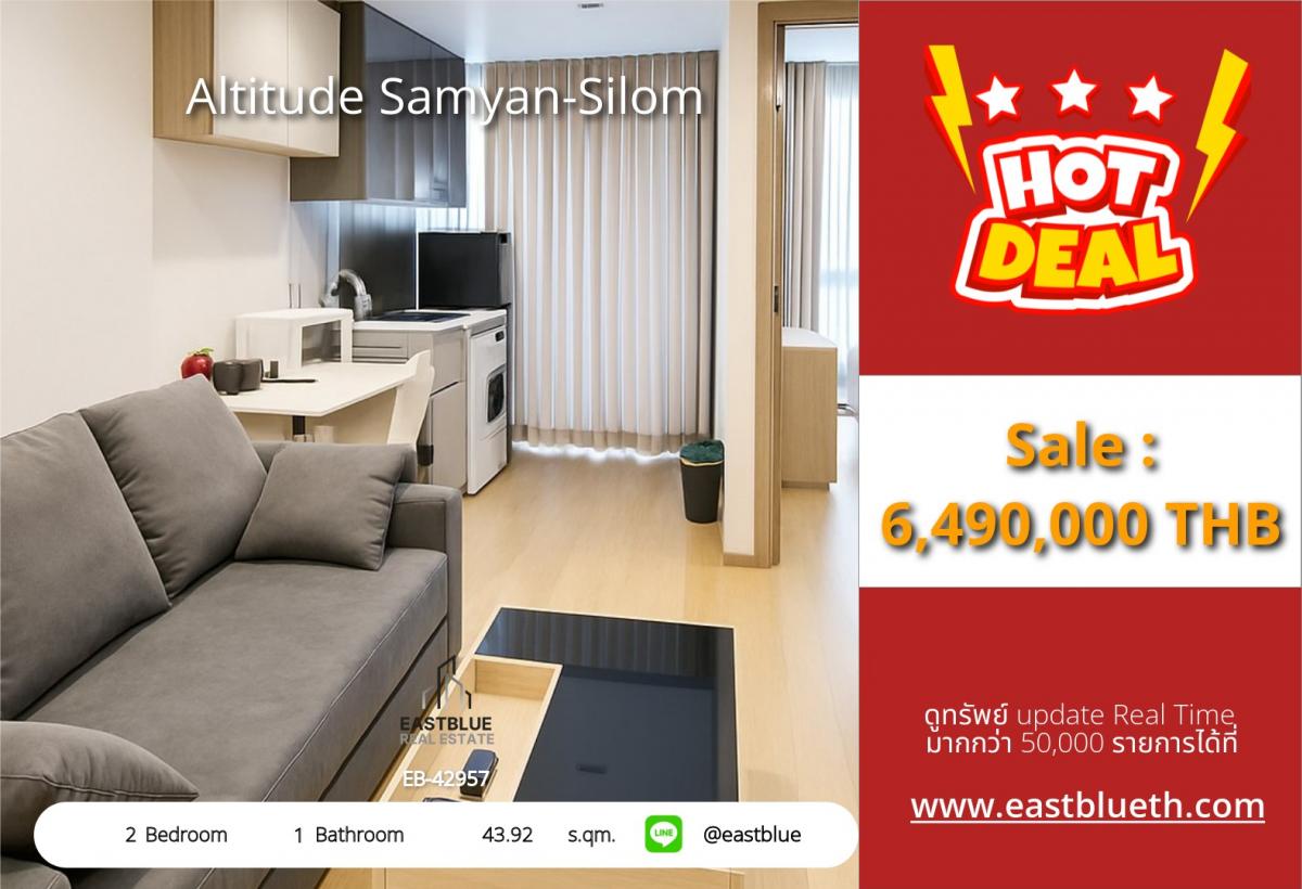 For SaleCondoSiam Paragon ,Chulalongkorn,Samyan : The actual price includes expenses for a 2-bedroom condo in the heart of Samyan-Silom. Near BTS/MRT, complete amenities! Price 6.49 million baht