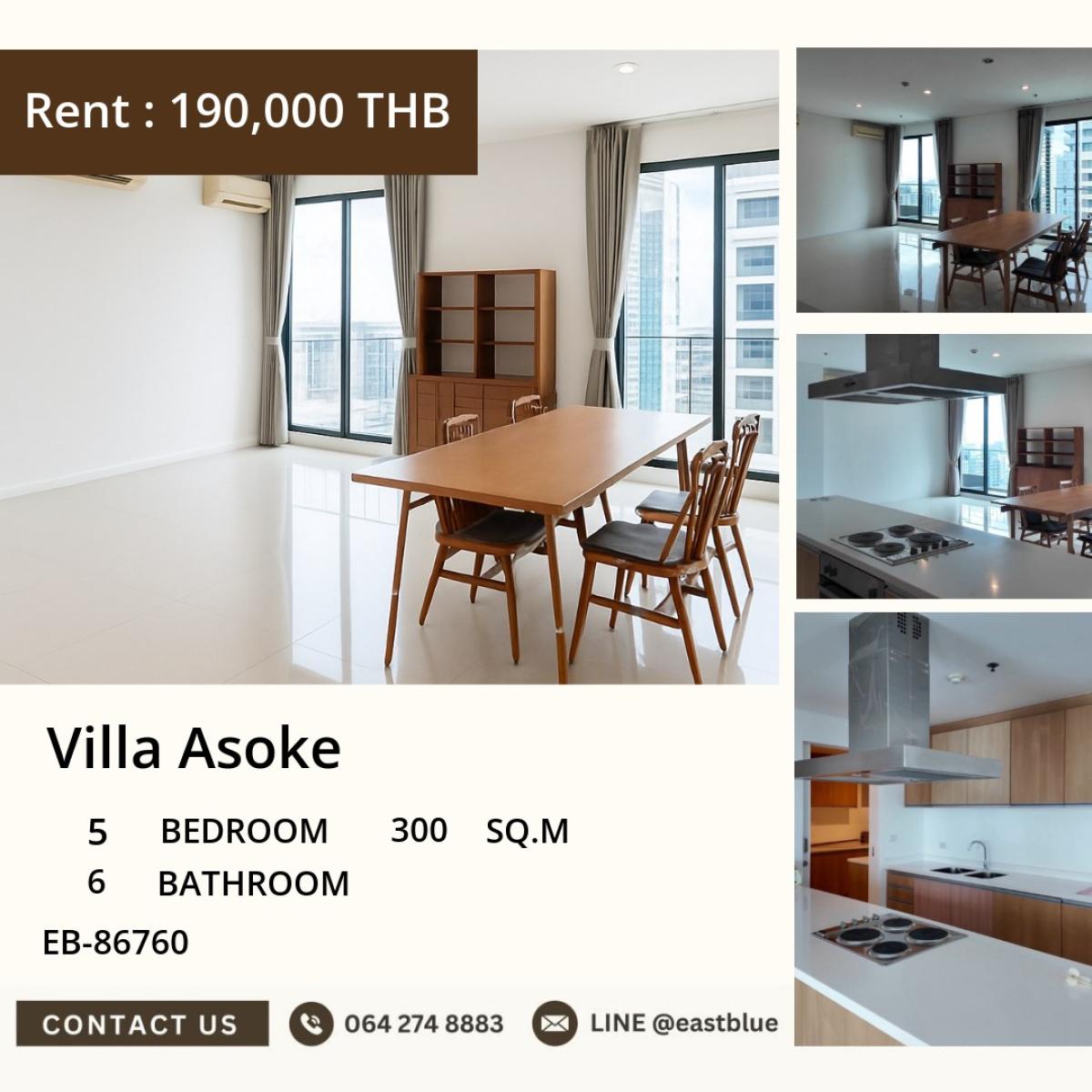 For RentCondoRama9, Petchburi, RCA : 30/03/2026, Luxury large 5-bedroom Villa Asoke in the heart of Phetchaburi
For rent at 190,000 Baht/month, close to BTS MRT, convenient travel! 0642748883