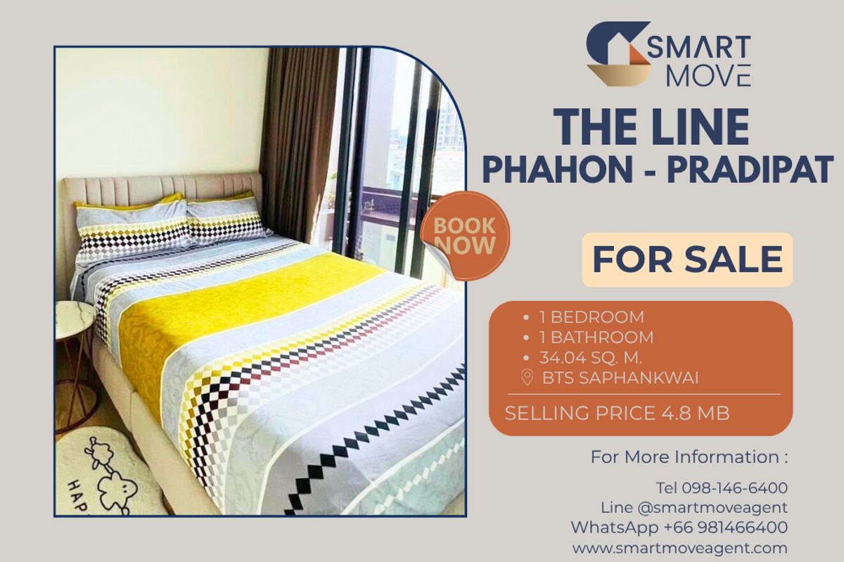 For SaleCondoSapankwai,Jatujak : 🔥 For Sale !! high floor 20++, East Facing, great facility, Good location!! 🔥 Code C20241100067..........The Line Phahon - Pradipat, 1 bedroom, 1 bathroom, Special Deal!!📣📣
