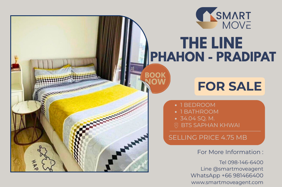 For SaleCondoSapankwai,Jatujak : 🔥 For Sale !! high floor 20++, East Facing, great facility, Good location!! 🔥 Code C20241100067..........The Line Phahon - Pradipat, 1 bedroom, 1 bathroom, Special Deal!!📣📣
