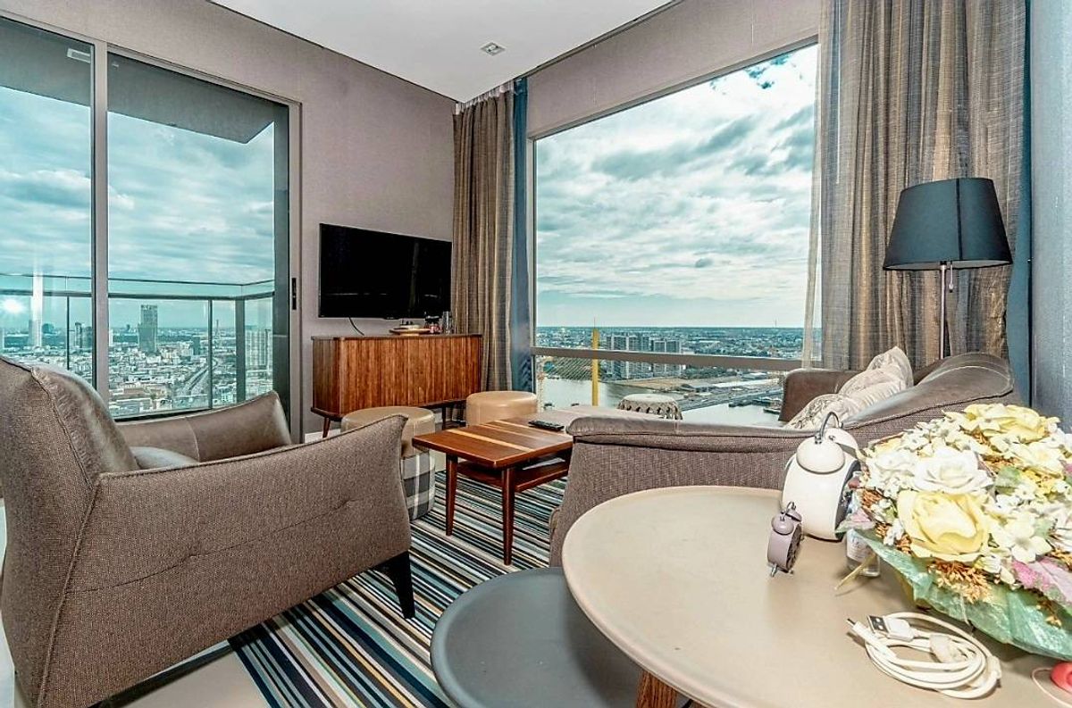 For SaleCondoRama3 (Riverside),Satupadit : Star View Condo for Sale, 2 Bedroom, Corner Suite Room, 82 sqm. with Great River View.