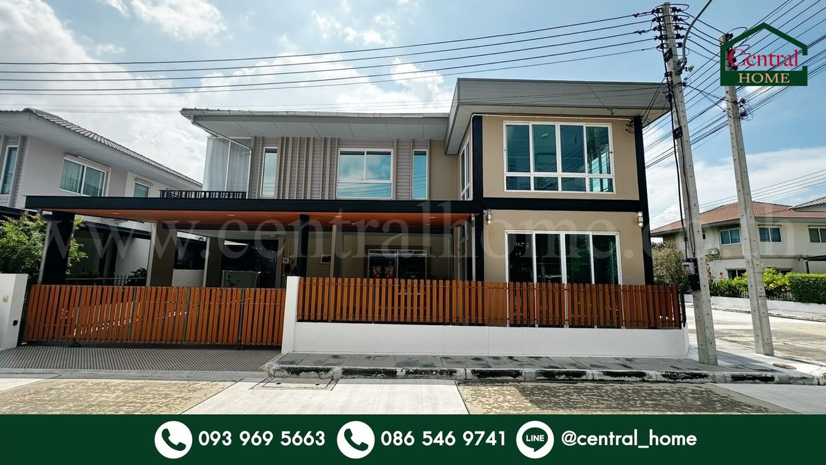 For SaleHousePathum Thani,Rangsit, Thammasat : Single house, Habitia Bond Ratchapruek, corner house, ready to move in.