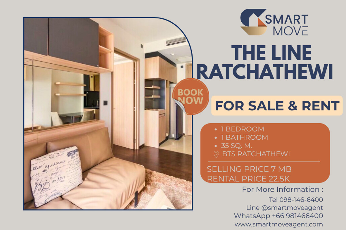 For SaleCondoRatchathewi,Phayathai : 🔥 For Sale - Rent !! great facility, corner room, North Facing, 3-sided mirror, high floor 15++!! 🔥 Code C20230106407..........The Line Ratchathewi, 1 bedroom, 1 bathroom, furnished, ready to move in, Special Deal!!📣📣