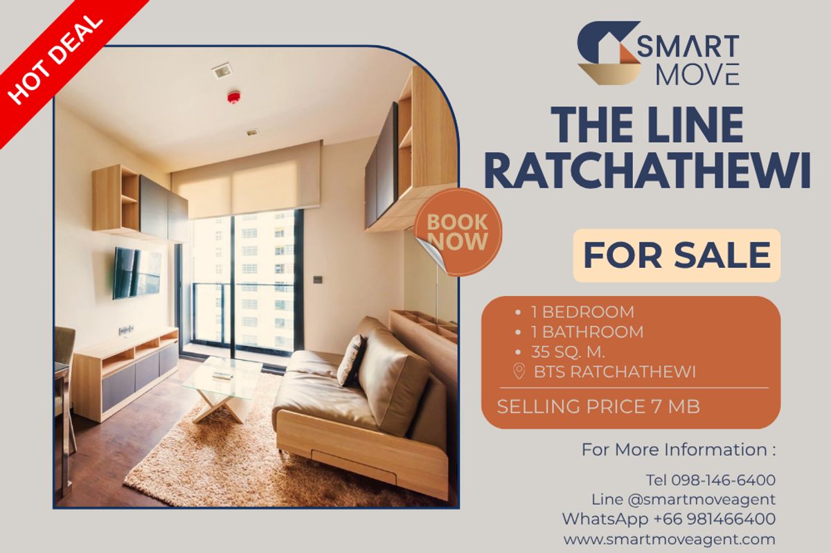 For SaleCondoRatchathewi,Phayathai : 🔥 Sale with tenant !! high floor 15++, North Facing !! 🔥 Code C20230106407..........The Line Ratchathewi, 1 bedroom, 1 bathroom, furnished, Special Deal!!📣📣