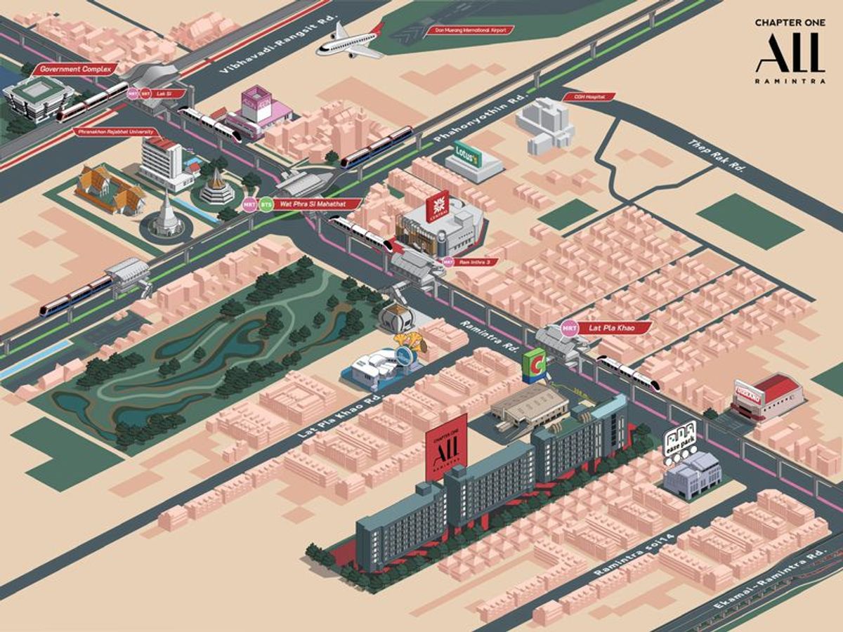 For SaleCondoNawamin, Ramindra : Condo for sale, Chapter One All Ramintra, size 26.9 square meters, Building C, near MRT Lat Pla Khao, Anusawari Subdistrict, Bang Khen District, Bangkok.