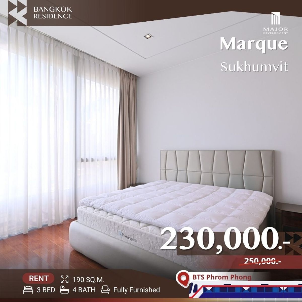 ให้เช่าคอนโดสุขุมวิท อโศก ทองหล่อ :  Rare Unit! Marque Sukhumvit, 💎 Super Luxury Residence in a New Market 💫 Near BTS Phrom Phong 