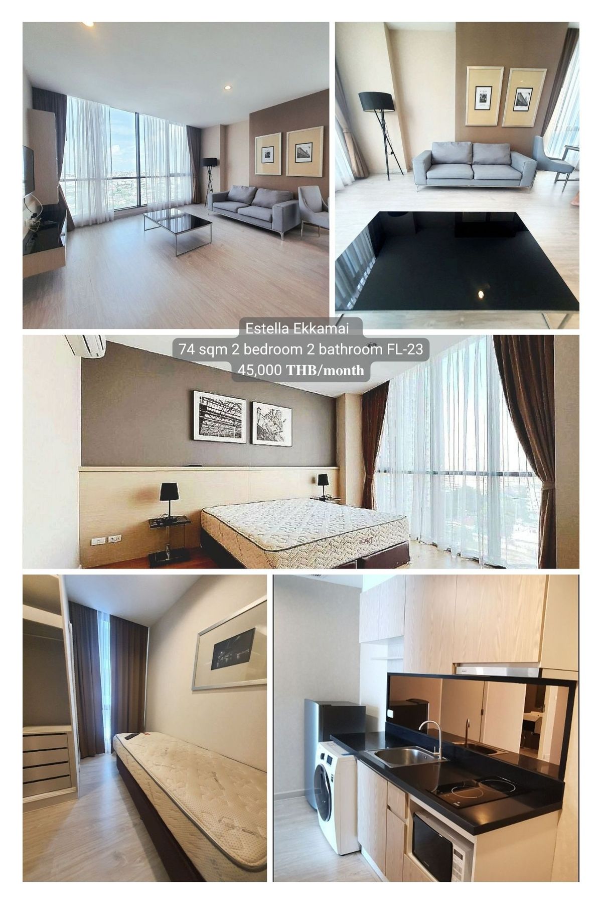 For RentCondoSukhumvit, Asoke, Thonglor : 2 bedrooms, 2 bathrooms, 77 sq m., spacious room, ready to move in immediately.
