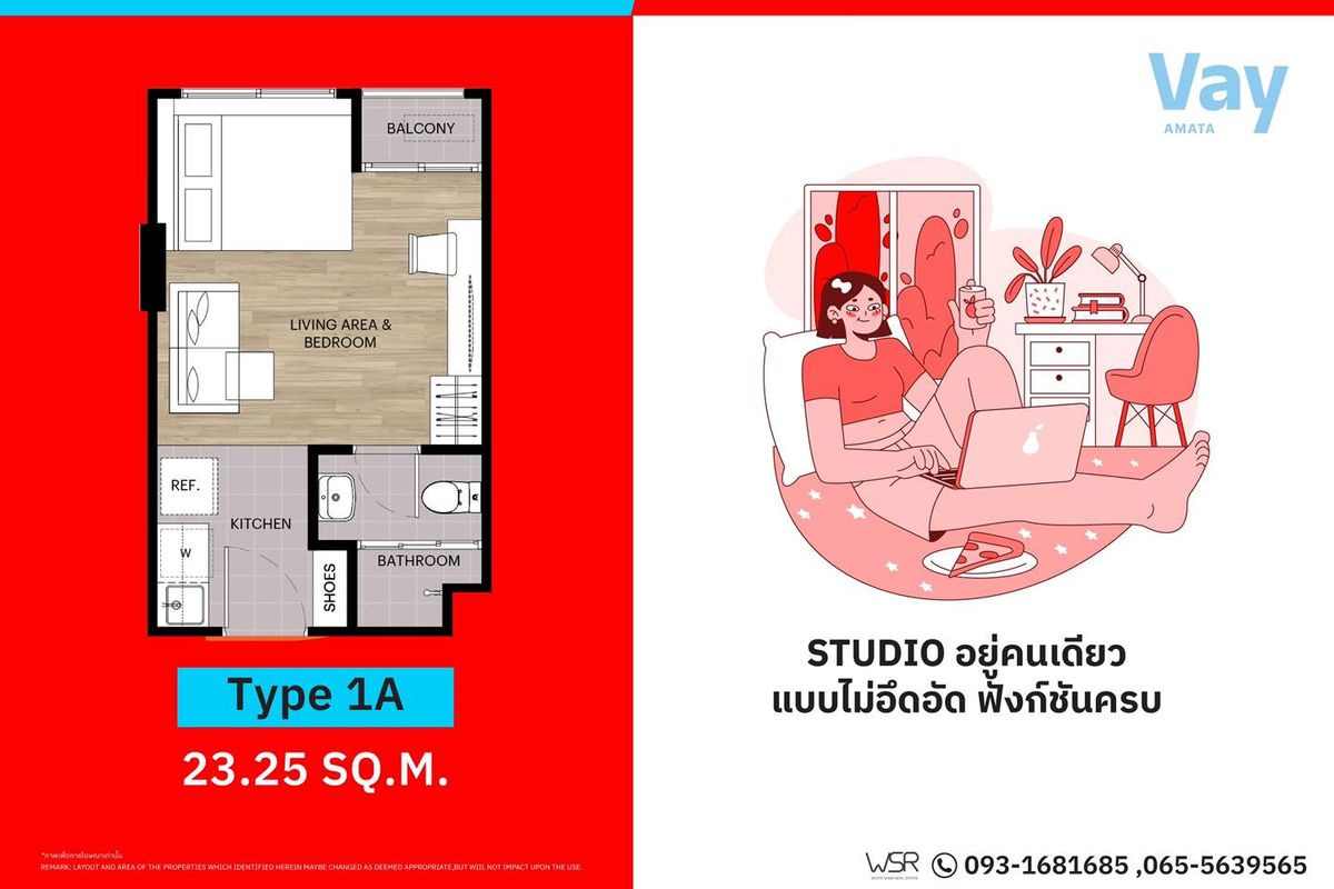 ขายคอนโดพัทยา บางแสน ชลบุรี สัตหีบ : 🏢 VAY AMATA คอนโดแต่งครบ ราคาน่าจับต้อง เพียง 999,000 บาท อยู่เองก็คุ้ม ลงทุนก็ดี 💼 Yield สูง ใกล้นิคมอมตะ 📞065-5639565 💚LINE: @wsrcondo