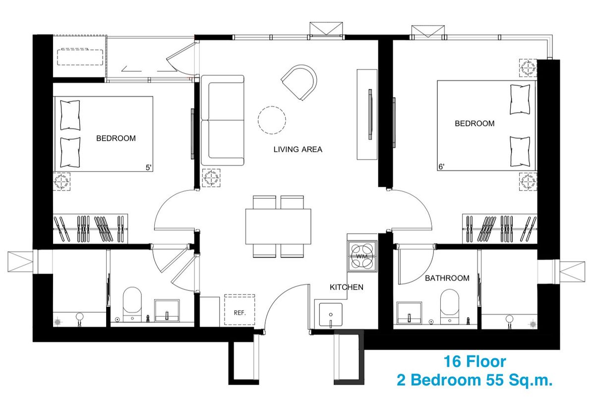 ขายคอนโดวงเวียนใหญ่ เจริญนคร : Ownerขายดาวน์ 🌟Rare Unit🌟 QUINTARA โพธิ์นิมิตร 2 Bedroom 2 Bathroom 55 Sq.m.