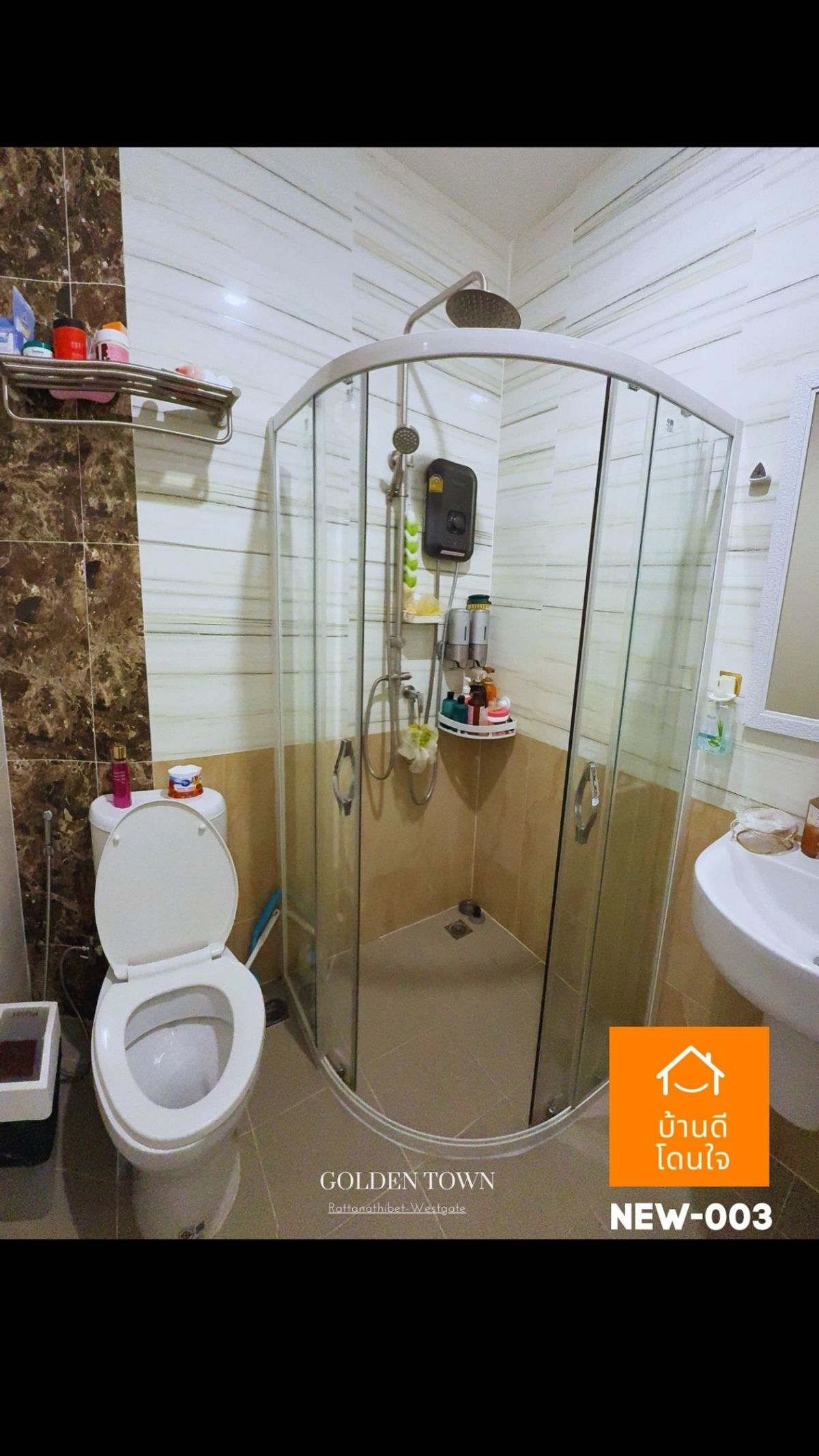 For SaleTownhomeNonthaburi, Bang Yai, Bangbuathong : Golden Town Rattanathibet-Westgate Townhome (17.6 sq wah) 3 bedrooms, 2 bathrooms, corner unit, extended kitchen, fully furnished