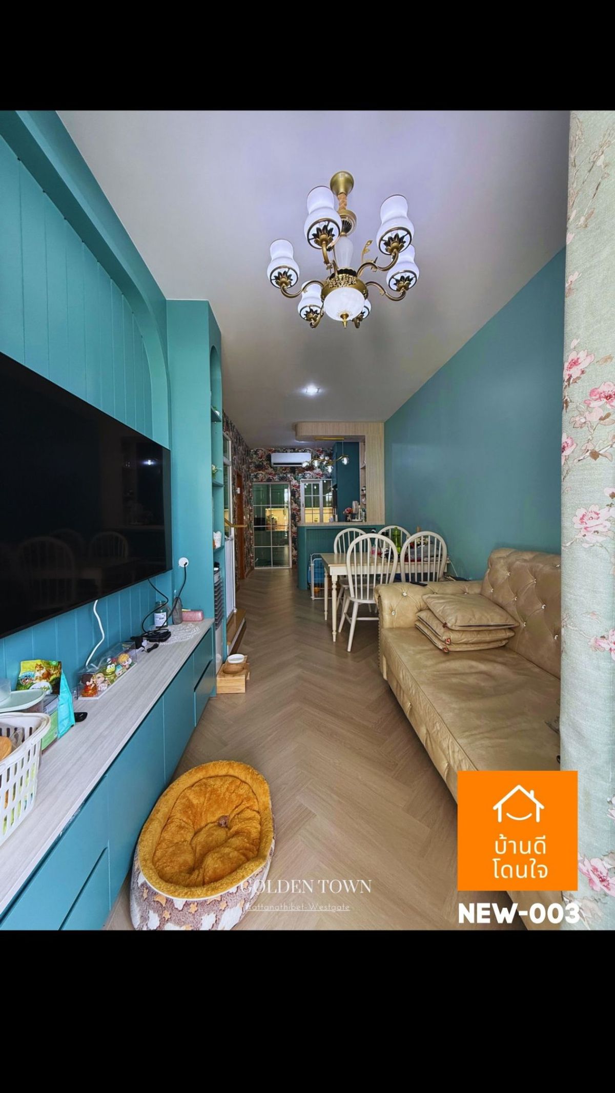 For SaleTownhomeNonthaburi, Bang Yai, Bangbuathong : Golden Town Rattanathibet-Westgate Townhome (17.6 sq wah) 3 bedrooms, 2 bathrooms, corner unit, extended kitchen, fully furnished