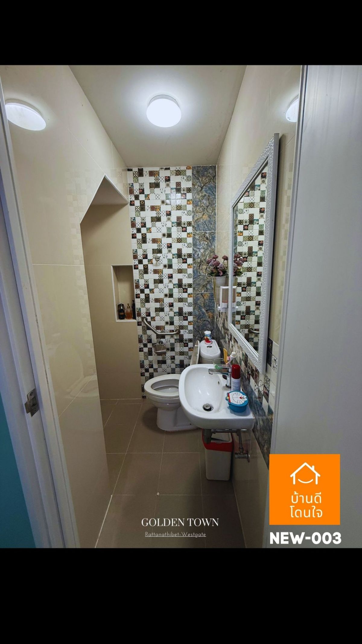 For SaleTownhomeNonthaburi, Bang Yai, Bangbuathong : Golden Town Rattanathibet-Westgate Townhome (17.6 sq wah) 3 bedrooms, 2 bathrooms, corner unit, extended kitchen, fully furnished
