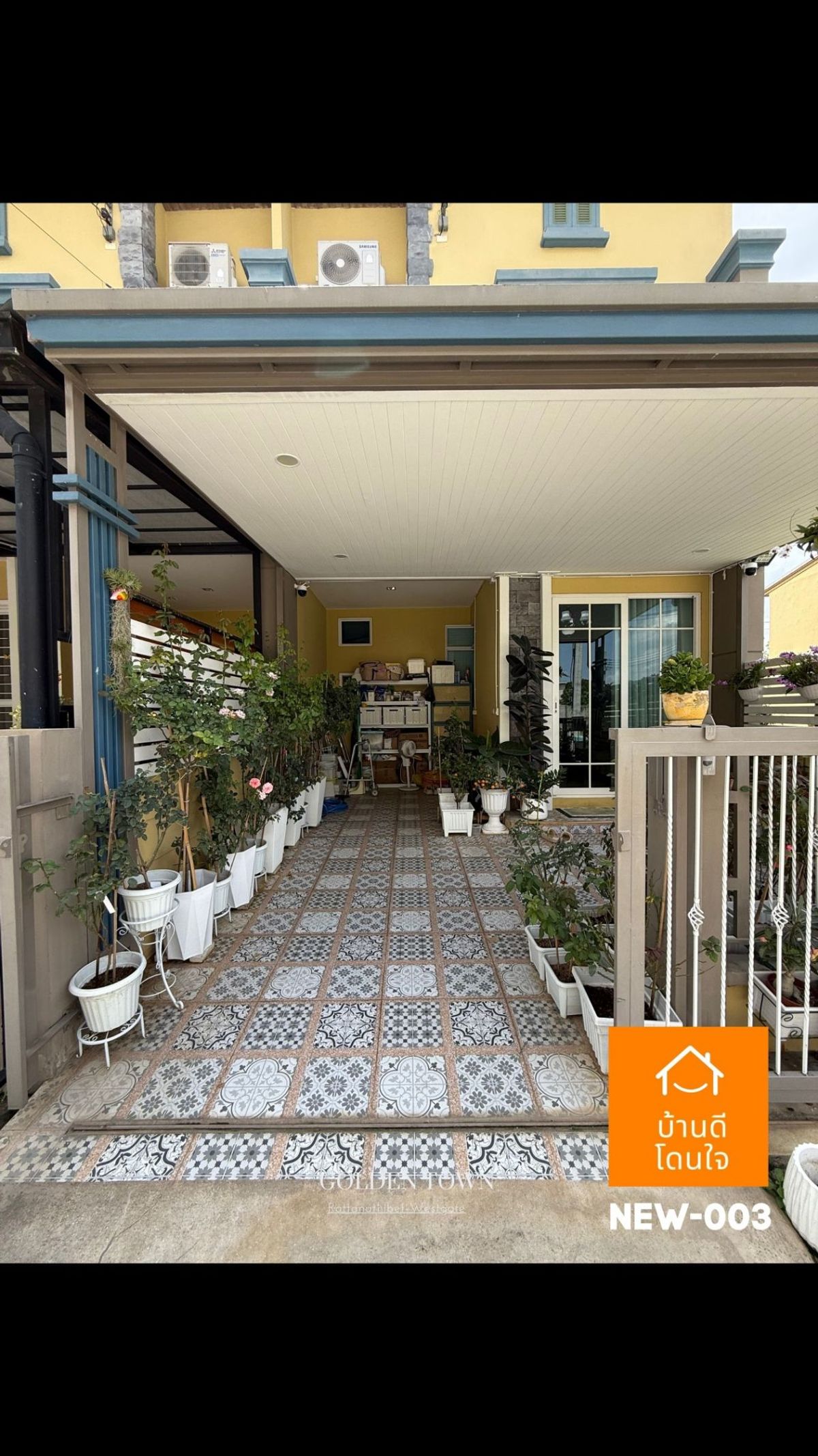 For SaleTownhomeNonthaburi, Bang Yai, Bangbuathong : Golden Town Rattanathibet-Westgate Townhome (17.6 sq wah) 3 bedrooms, 2 bathrooms, corner unit, extended kitchen, fully furnished