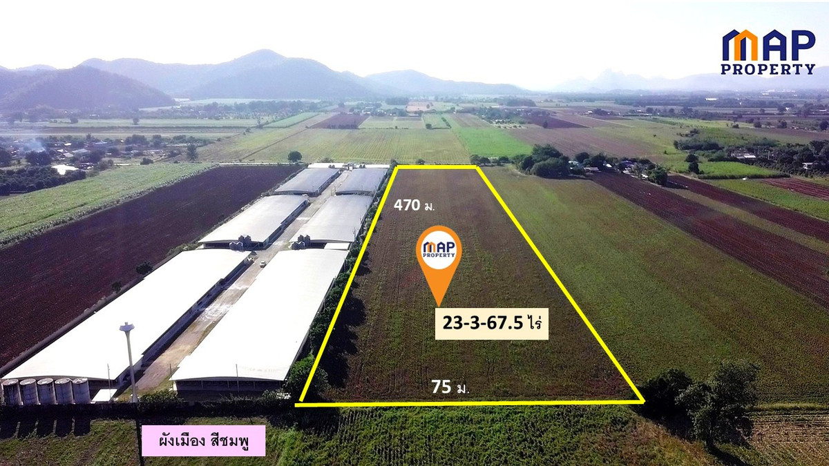 ขายที่ดินลพบุรี : ขายที่ดิน ผังเมืองสีชมพู อ.พัฒนานิคม 23-3-67.5 ไร่