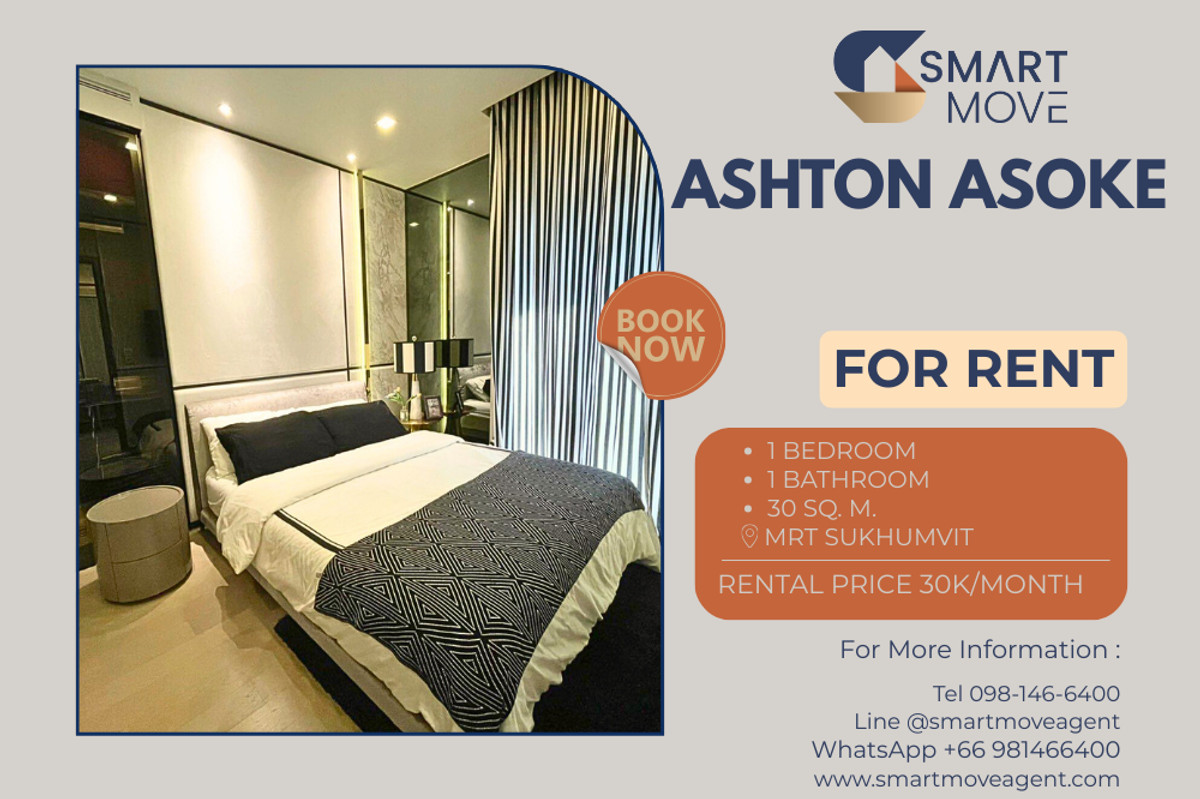 ให้เช่าคอนโดสุขุมวิท อโศก ทองหล่อ : 🔥 สำหรับเช่า !! คอนโดหรูใจกลางอโศก!!🔥 Code C20230600163.........Ashton Asoke, 1 ห้องนอน, 1 ห้องน้ำ, แต่งครบ, พร้อมเข้าอยู่ 📣📣