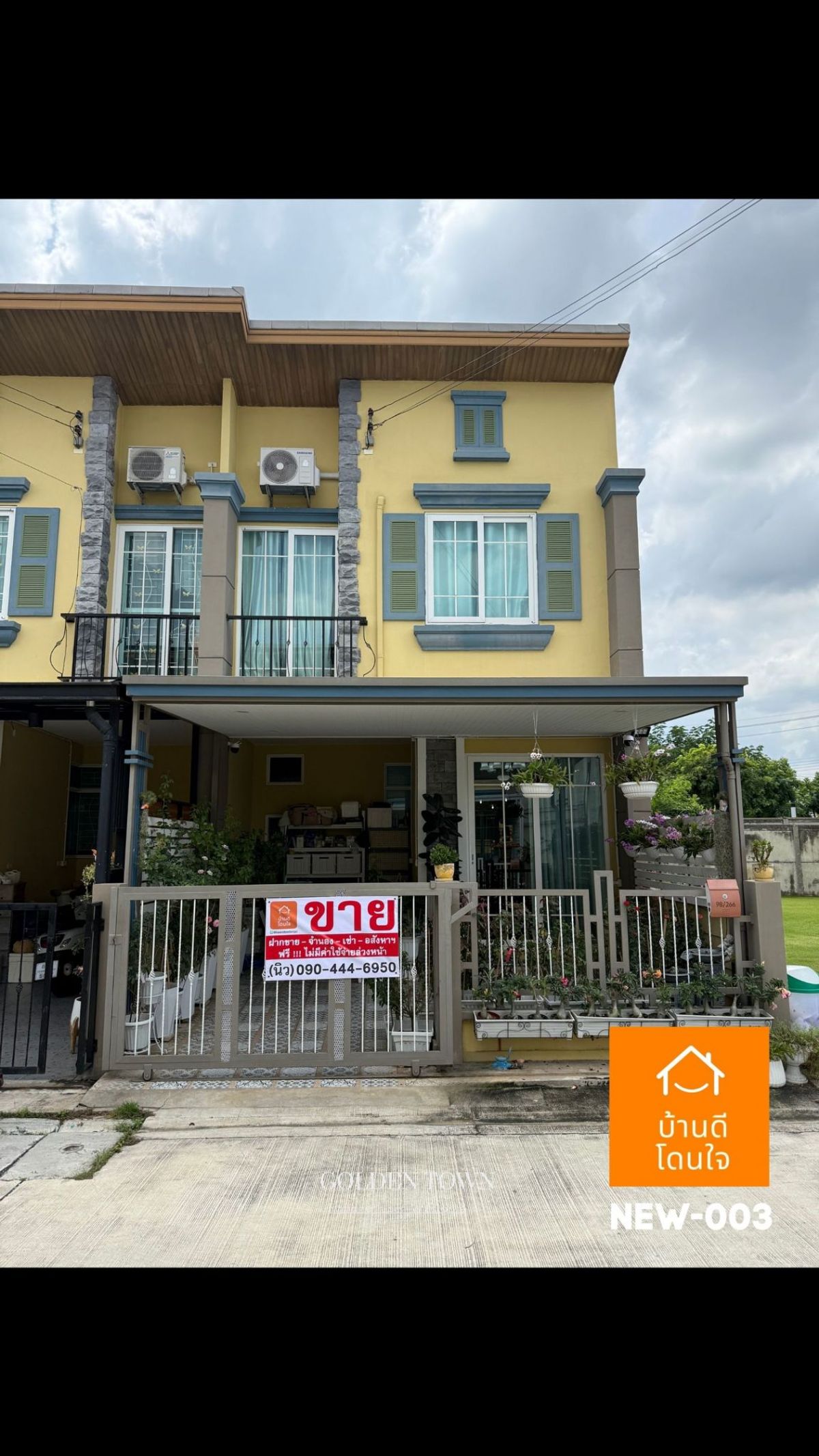 For SaleTownhomeNonthaburi, Bang Yai, Bangbuathong : Golden Town Rattanathibet-Westgate Townhome (17.6 sq wah) 3 bedrooms, 2 bathrooms, corner unit, extended kitchen, fully furnished