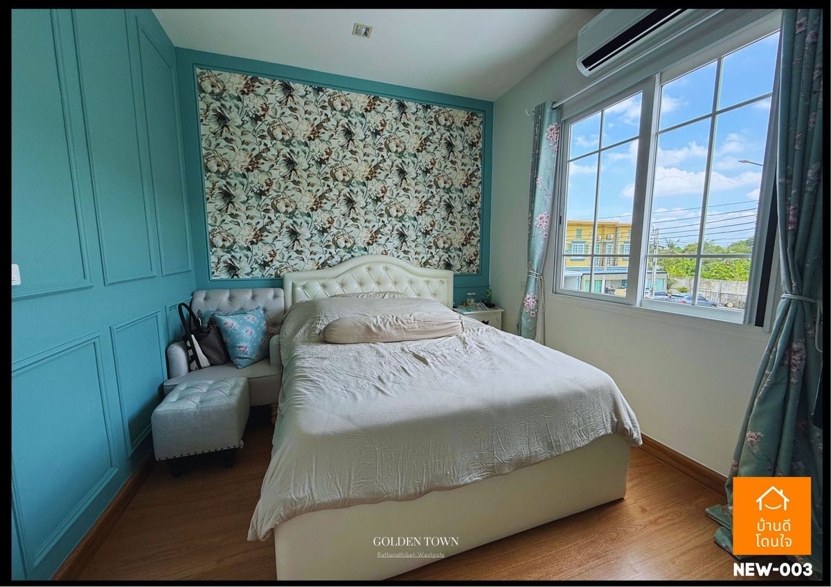 For SaleTownhomeNonthaburi, Bang Yai, Bangbuathong : Golden Town Rattanathibet-Westgate Townhome (17.6 sq wah) 3 bedrooms, 2 bathrooms, corner unit, extended kitchen, fully furnished