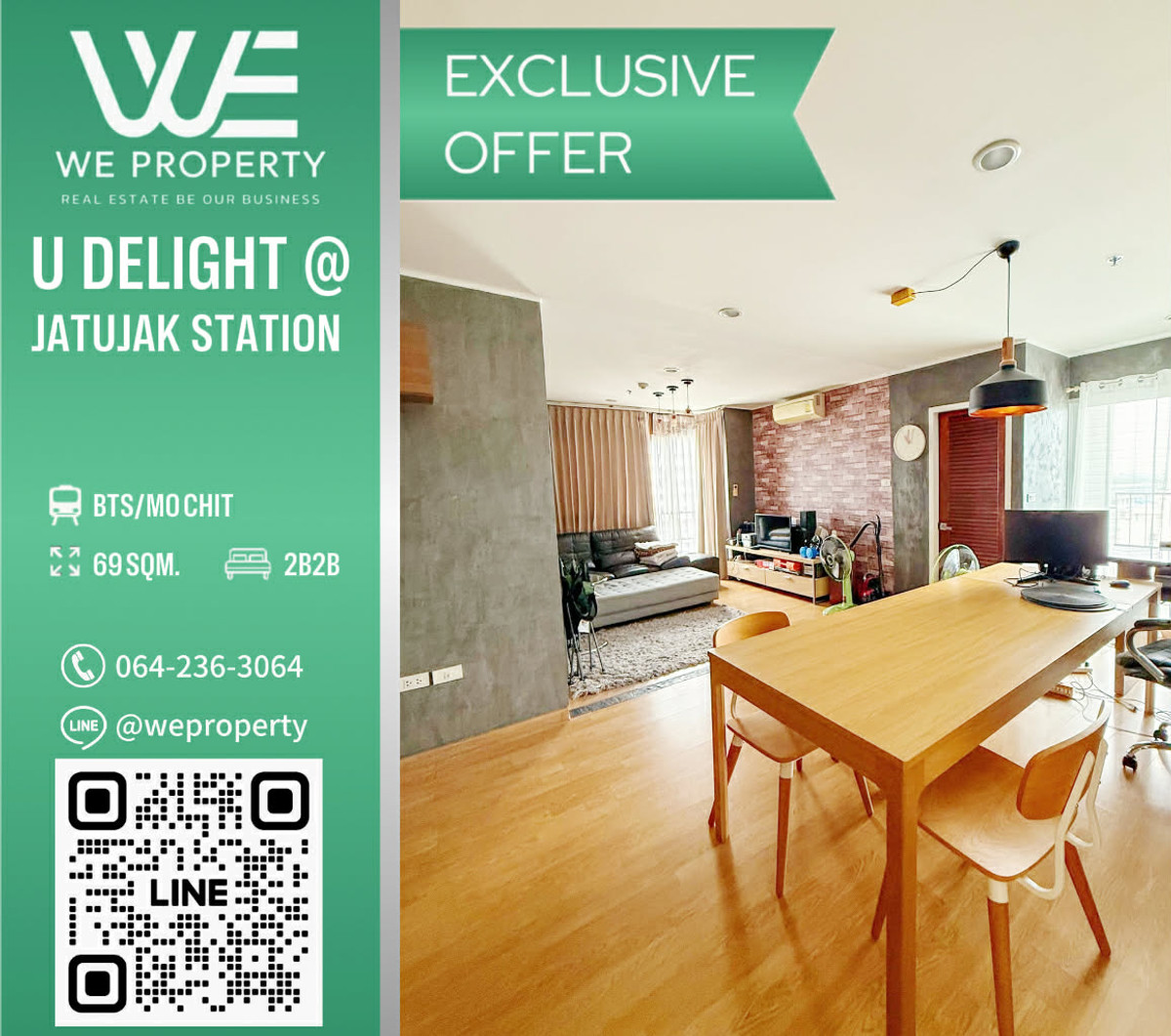 ขายคอนโดสะพานควาย จตุจักร : 2 ห้องนอน ห้องมุมตกตกแต่งสวยไม่เคยปล่อยเช่า!!⭐U Delight @ Jatujak Station (ยู ดีไลท์ แอท จตุจักร สเตชั่น)