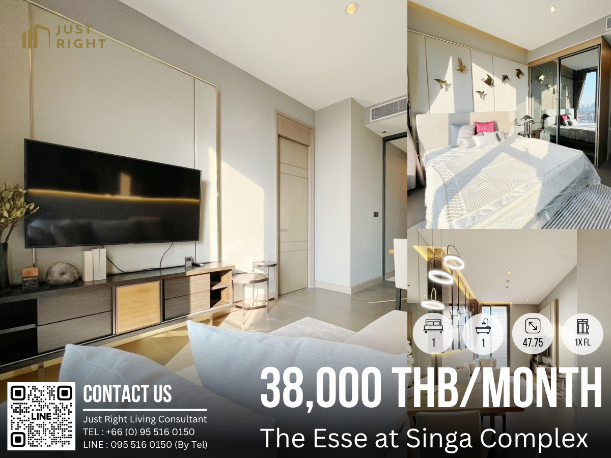 ให้เช่าคอนโดพระราม 9 เพชรบุรีตัดใหม่ RCA : ให้เช่า The Esse at Singha Complex 47.75* ตร.ม. 1 ห้องนอน 1 ห้องน้ำ ชั้น 1x  เฟอร์ครบ เครื่องใช้ไฟฟ้าครบ  ราคาพิเศษ เพียง 38,000 บาท/เดือน สัญญา 1 ปีเท่านัั้น 
