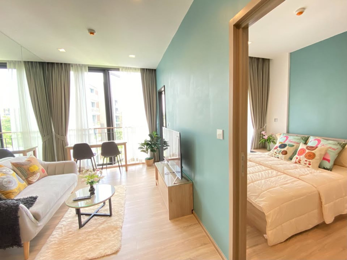 For RentCondoOnnut, Udomsuk : Empty room, decorated with very beautiful built-ins, beautiful garden view, for rent, 1 bedroom, 1 bathroom, Kawa Haus Onnut 77 Kawa Haus Onnut 77