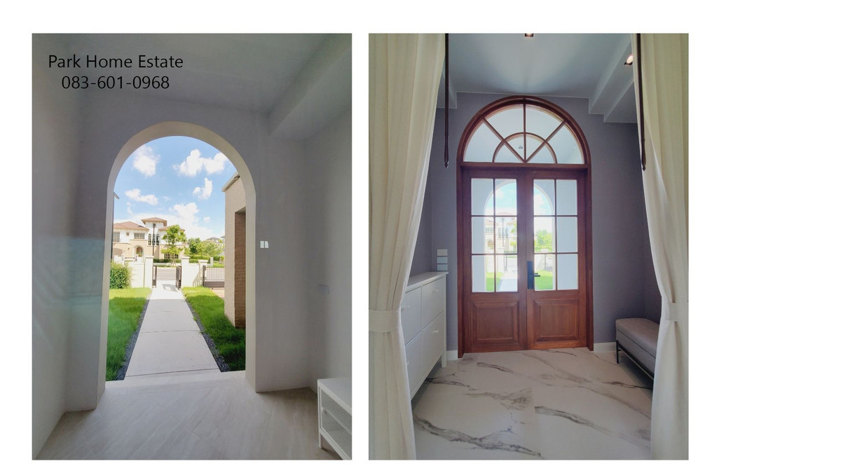 For RentHousePathum Thani,Rangsit, Thammasat : For Rent: Sereno Reignwood Residence Collections A Spanish-style single-family home surrounded by over 2,000 rai of nature, with a golf course backing onto the house.