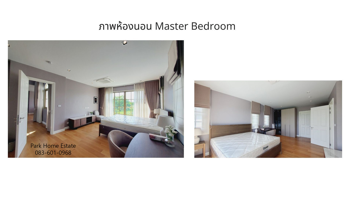 For RentHousePathum Thani,Rangsit, Thammasat : For Rent: Sereno Reignwood Residence Collections A Spanish-style single-family home surrounded by over 2,000 rai of nature, with a golf course backing onto the house.