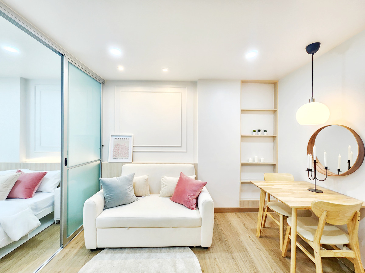 For SaleCondoLadkrabang, Suwannaphum Airport : K-6589 Garden view condo, shady atmosphere, newly decorated, ready to move in, near APL Ban Thap Chang, best price in the project!!