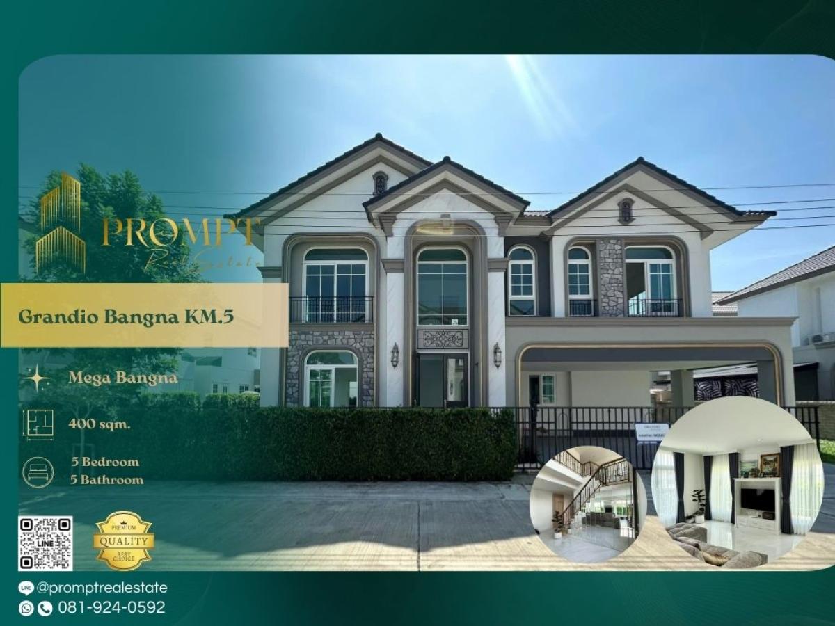 ให้เช่าบ้านสมุทรปราการ สำโรง : GH01269 - Grandio Bangna KM.5 :  แกรนดิโอ บางนา กม.5 - #MegaBangna #ConcordianInternationalSchool #Bangna

Prime Bangna KM.5 location near Mega Bangna and a top international school—ideal for spacious, comfortable, and family-focused suburban living.
(位于邦