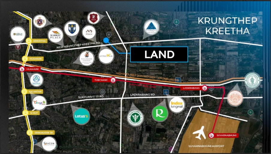For SaleLandPattanakan, Srinakarin : 🔥Urgent Sale🔥 Land in the new Krungthep Kreetha area, near Soi Srinakarin - Romklao 25 ​​/ near the athletes' village