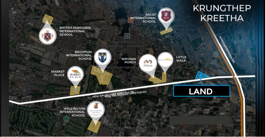 For SaleLandPattanakan, Srinakarin : 🔥Urgent Sale🔥 Land in the new Krungthep Kreetha area, near Soi Srinakarin - Romklao 25 ​​/ near the athletes' village