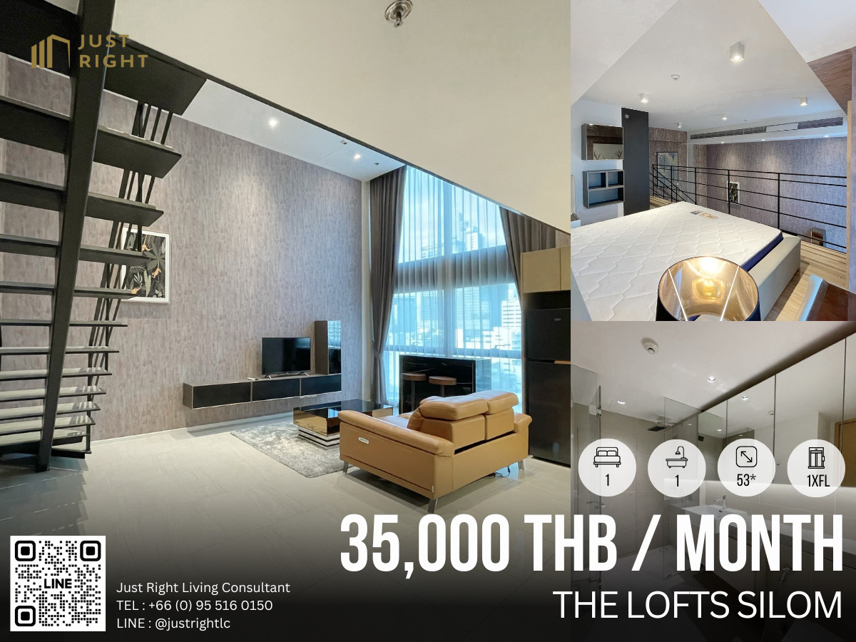 ให้เช่าคอนโดสีลม ศาลาแดง บางรัก : ให้เช่า The Lofts Silom 1 ห้องนอน 1 ห้องน้ำ ขนาด 45* ตร.ม. ชั้น 1x  สไตล์ลอฟท์ เฟอร์ครบ เครื่องใช้ไฟฟ้าครบ ลดพิเศษจาก 45,000 คงเหลือเพียง 35,000 บาท/เดือน สัญญา 1 ปีเท่านั้น 