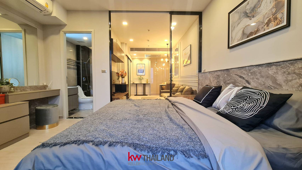 For RentCondoRama9, Petchburi, RCA : 🔥🔥For urgent rent, One9Five Condo, The built-in is very beautiful✨ Near MRT Rama 9‼️