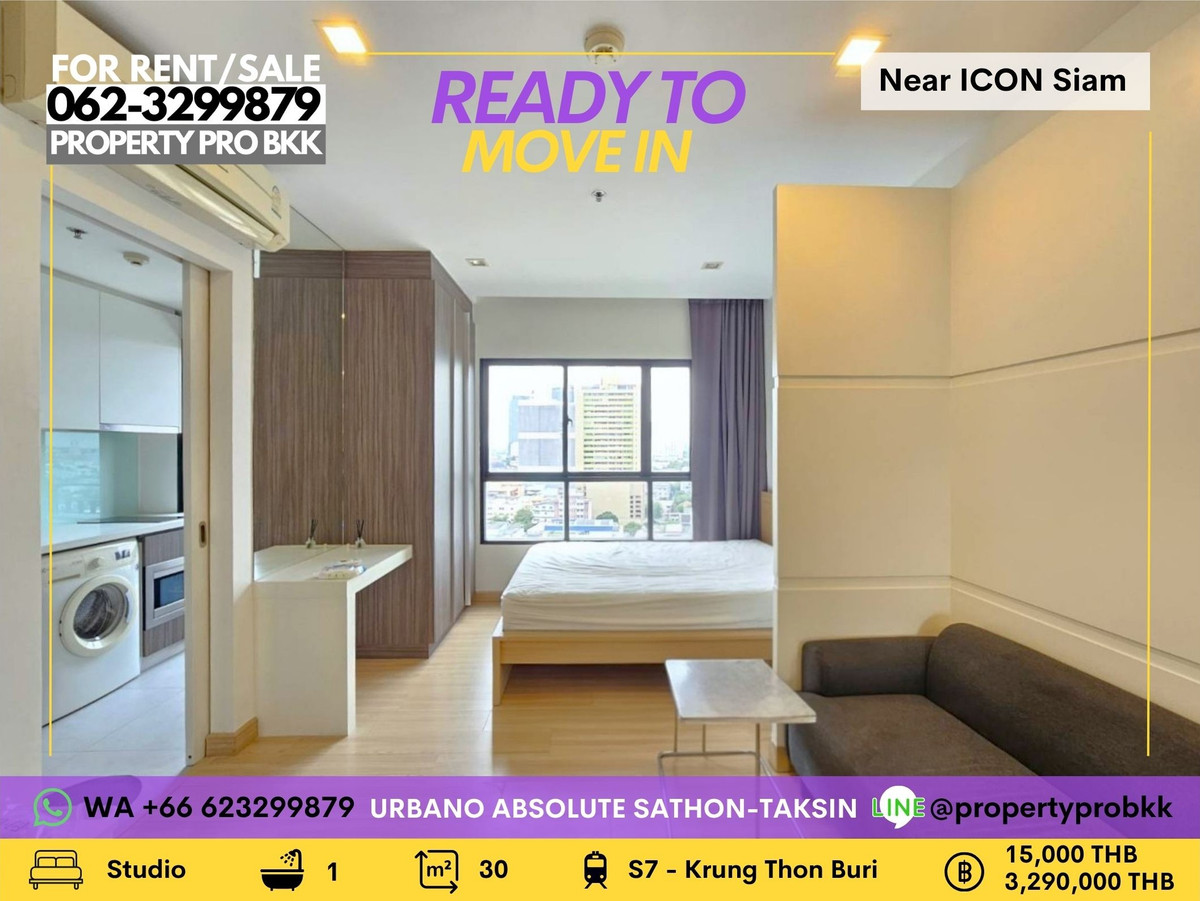 For RentCondoWongwianyai, Charoennakor : 🌟🌟 For Rent / Sale – Urbano Absolute Sathon–Taksin 🌟🌟 📍 Near BTS Krung Thonburi | 1 Station to ICONSIAM | Easy Access to Sathorn & Silom