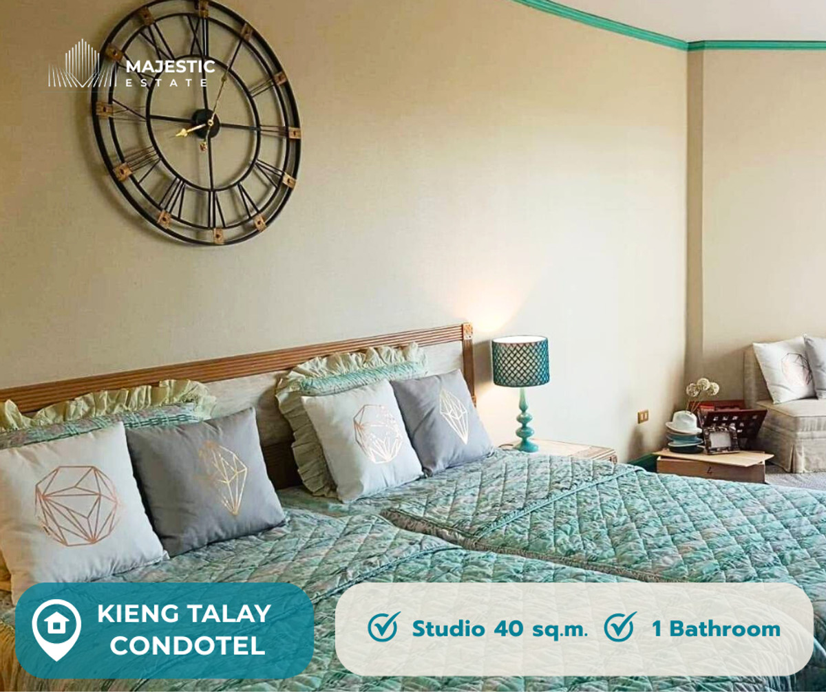 For SaleCondoPattaya, Bangsaen, Chonburi : For Sale  Kieng Talay Condotel, Pratumnak, Pattaya - Fully furnished studio unit in a convenient location, surrounded by shops, restaurants, and tourist attractions.
