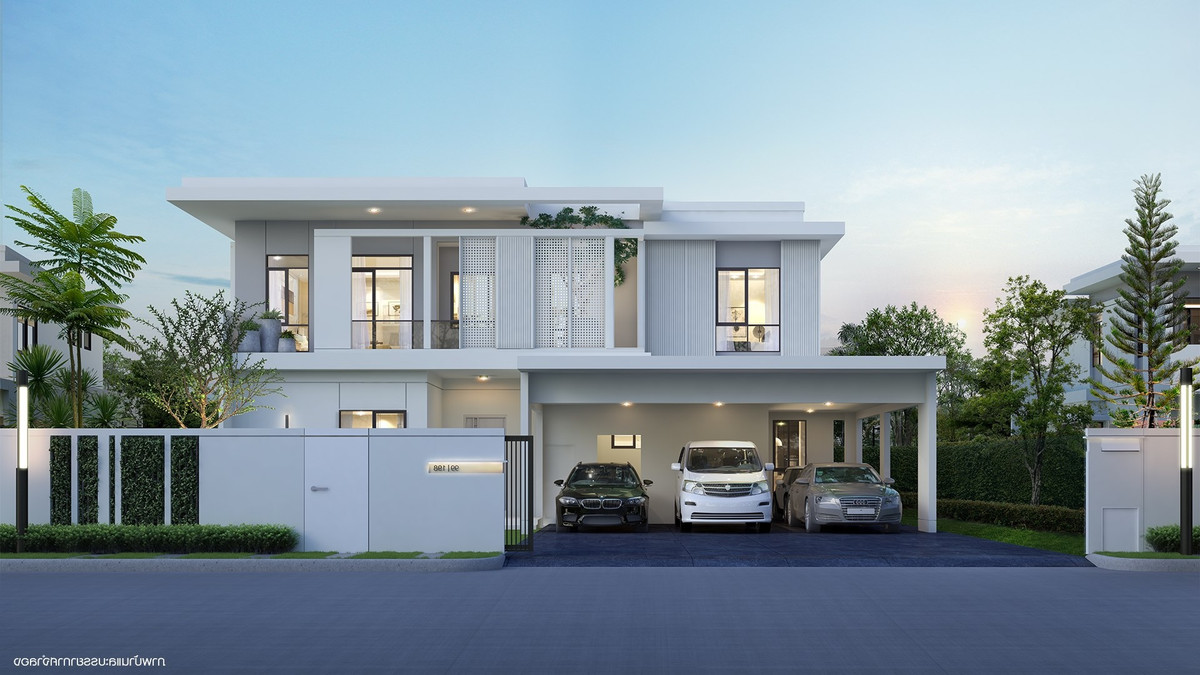 For RentHouseSamut Prakan,Samrong : Model house for rent Manthana Bangna Project KM 15