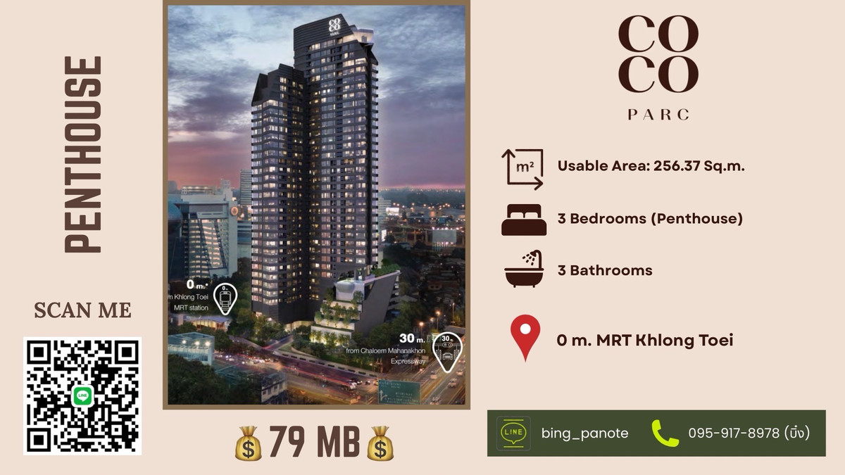 ขายคอนโดคลองเตย กล้วยน้ำไท : ✨Coco Parc Penthouse — ใช้ชีวิตเหนือระดับ ใจกลางพระราม 4 ใช้ชีวิตเหนือระดับ ใกล้ MRT และห้างชั้นนำ