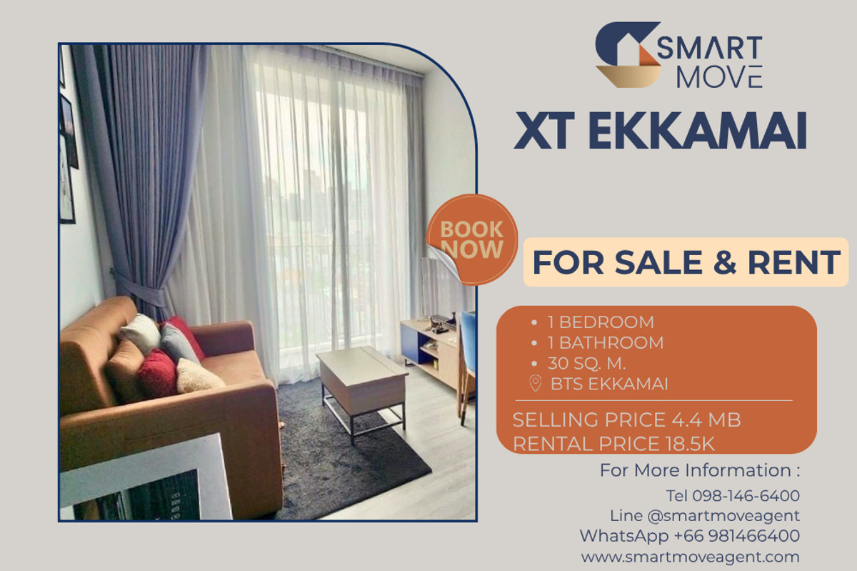 CondoSukhumvit, Asoke, Thonglor : 🔥 For Sale - Rent !! high floor 10++, great facility!! 🔥 Code C20240400015..........XT Ekkamai, 1 bedroom, 1 bathroom, furnished, ready to move in, Special Deal!!📣📣