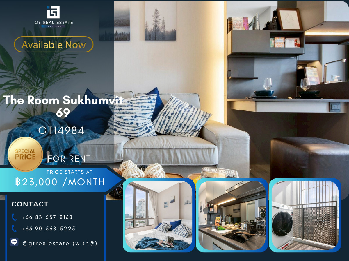 For RentCondoOnnut, Udomsuk : Condo The Room Sukhumvit 69, convenient travel, near BTS, there is a shuttle, beautiful room, fully furnished, ready to move in.