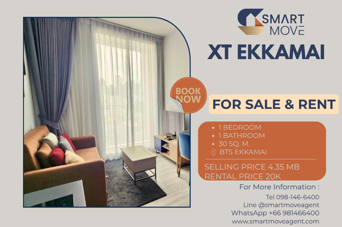 CondoSukhumvit, Asoke, Thonglor : 🔥 For Sale - Rent !! high floor 10++, great facility!! 🔥 Code C20240400015..........XT Ekkamai, 1 bedroom, 1 bathroom, furnished, ready to move in, Special Deal!!📣📣
