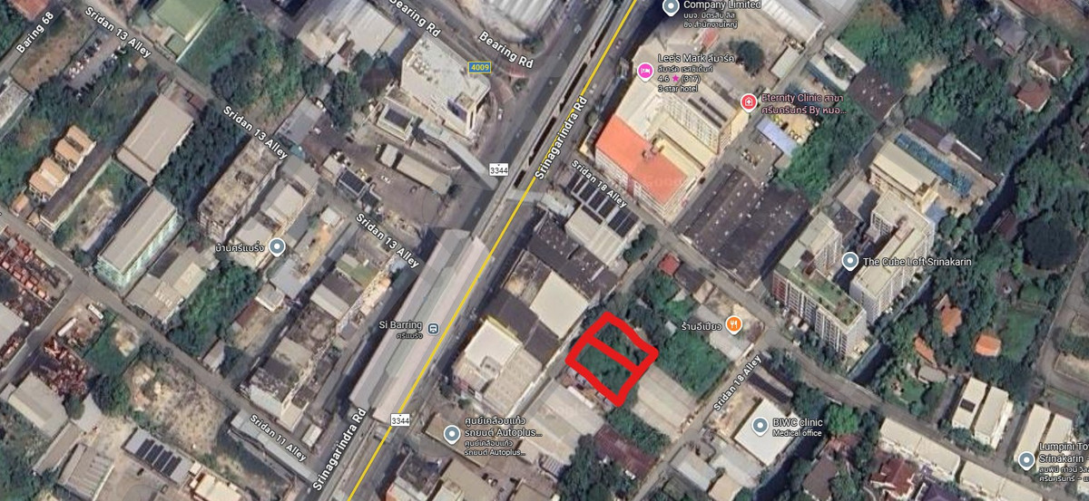 For SaleLandSamut Prakan,Samrong : Land for sale, 2 plots, good location, 100 sq m each, Srinakarin Road, Soi Sri Dan 18, near the entrance to the Yellow Line. Sri Bearing Station