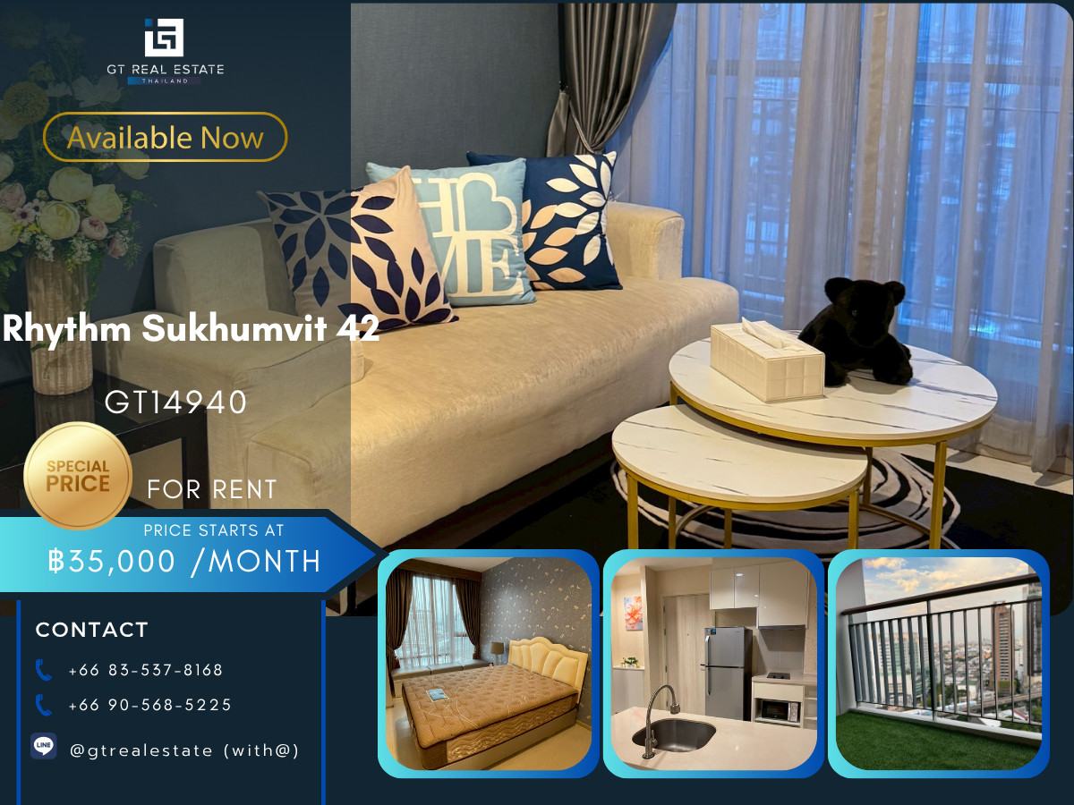ให้เช่าคอนโดสุขุมวิท อโศก ทองหล่อ : คอนโด Rhythm Sukhumvit 42 เดินทางสะดวก ใกล้รถไฟฟ้าบีทีเอส มีรถรับส่ง ห้องสวย เฟอร์นิเจอร์ครบ พร้อมอยู่