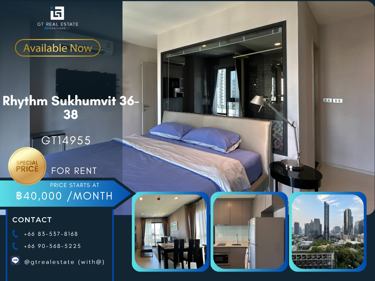 ให้เช่าคอนโดสุขุมวิท อโศก ทองหล่อ : คอนโด Rhythm Sukhumvit 36-38 เดินทางสะดวก ติดรถไฟฟ้าบีทีเอส มีรถรับส่ง ห้องสวย เฟอร์นิเจอร์ครบ พร้อมอยู่!!